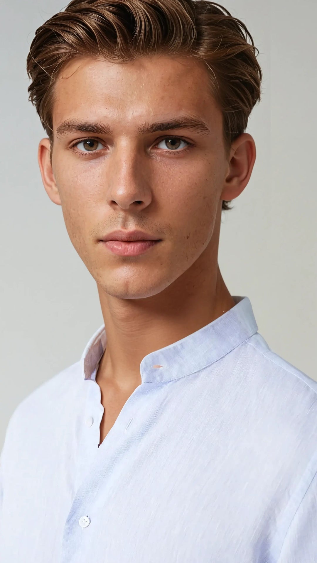 Lilla | Világoskék lenvászon ing állógallérral