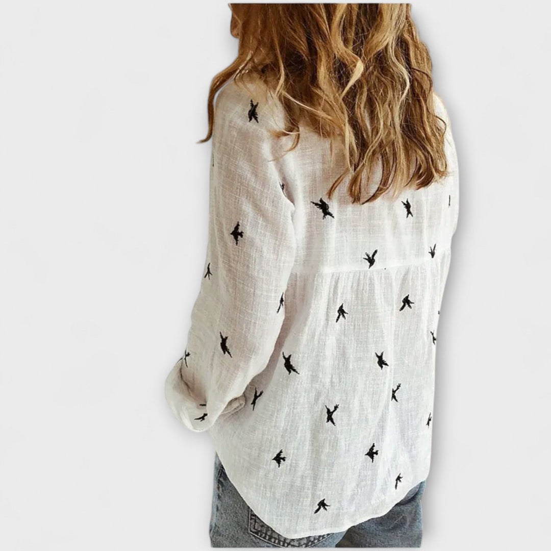 Nadia | Stílusos pamut-len blúz elegáns
