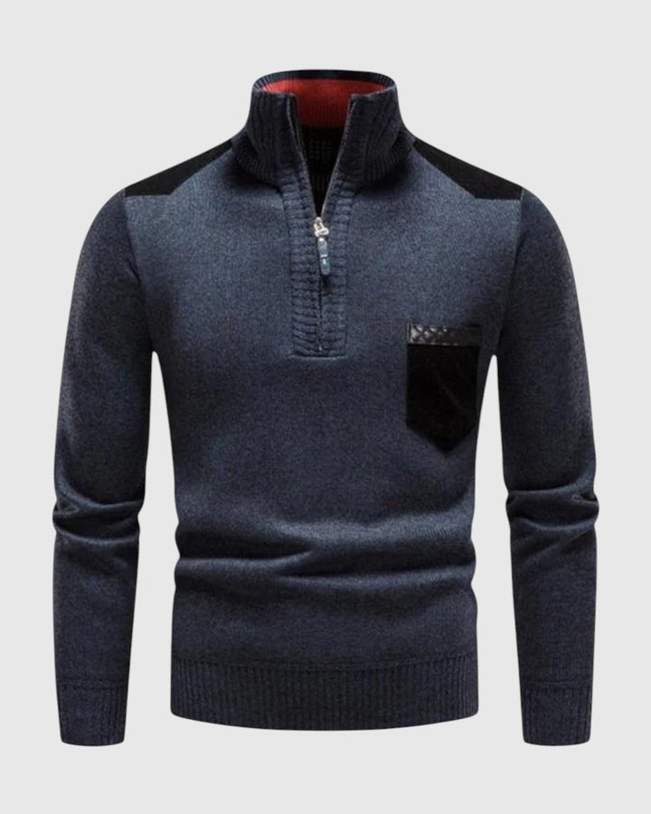 Zsolt | Gyapjú cipzáros férfi pulóver