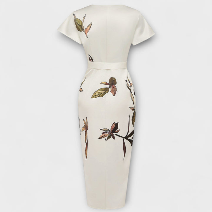 Panna | Átlapolós midi ruha levélmintával