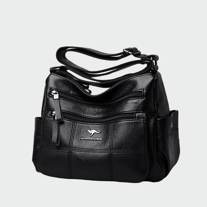 Virág | Fekete válltáska praktikus dizájnnal